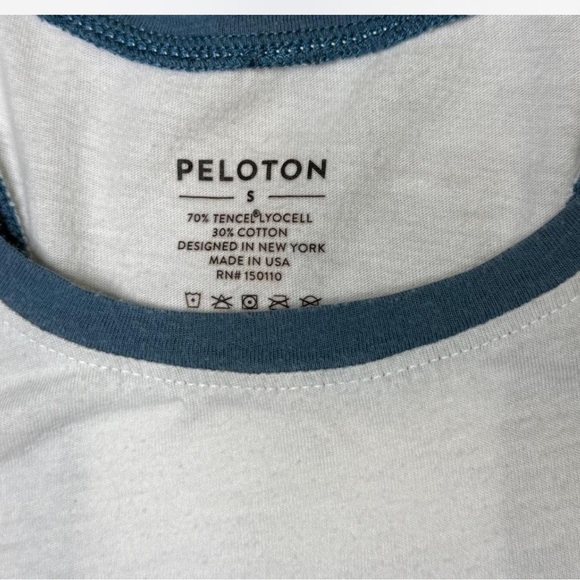 Peloton White and blue racerback tank top. Size small - Picture 3 of 5